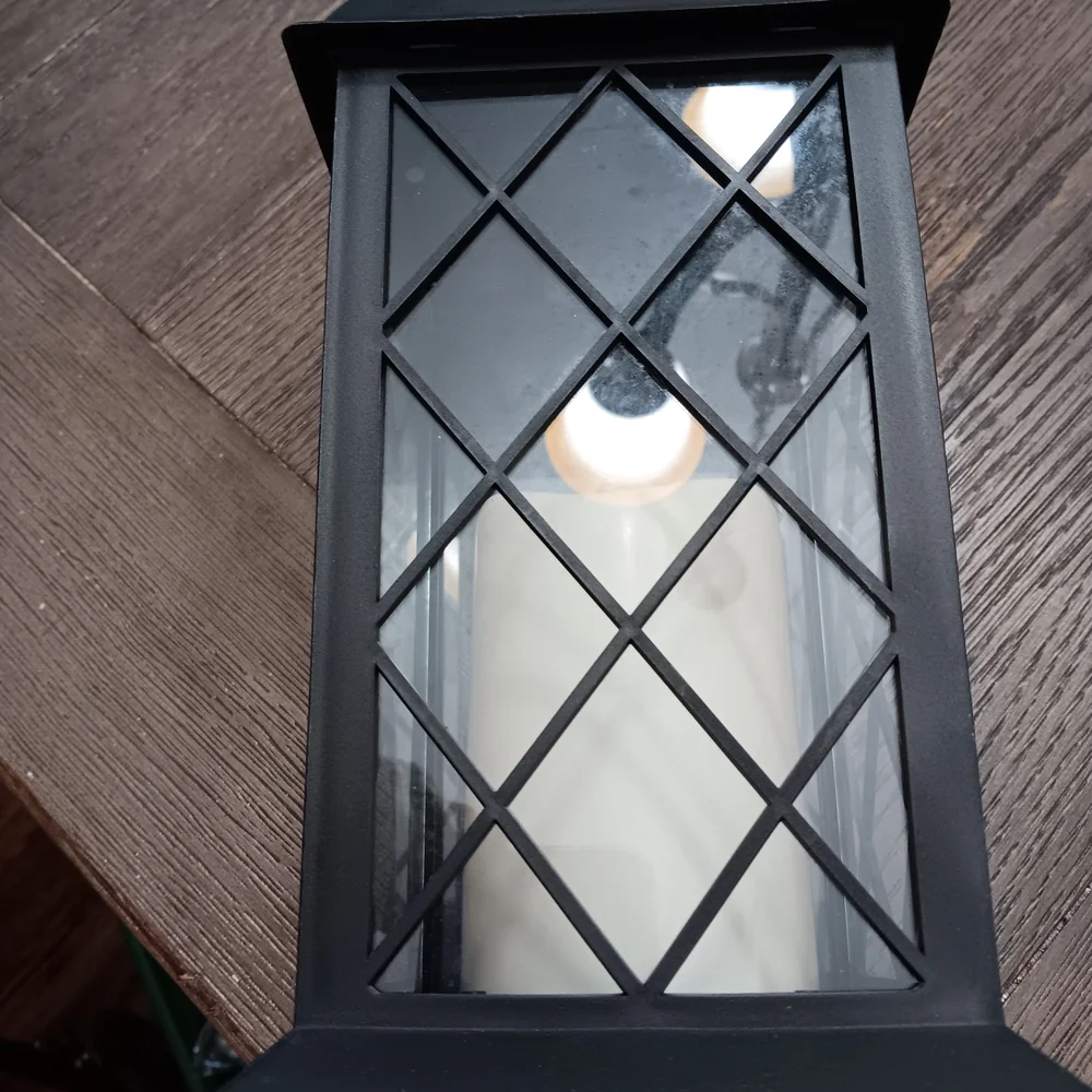 Black Lantern With Battery Operated Candle